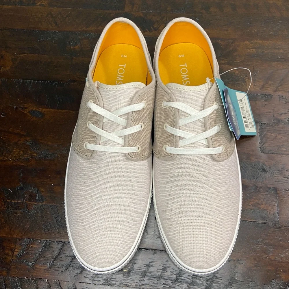 TOMS Men’s Carlo Birch Oxford Tan Heritage Canvas Sneakers NEW Size 9